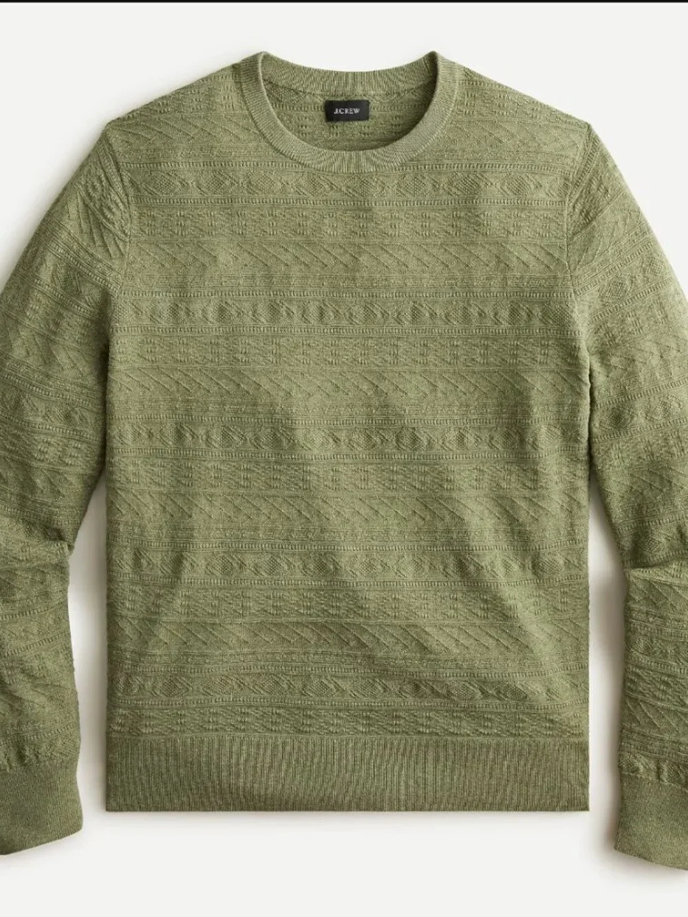 J Crew Cotton Sweater Combination Guernsey Stitch Pullover Green Size Medium
